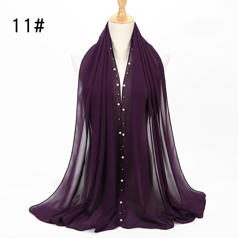 Chiffon nail pearl scarf hijab - ItalianaLuxe