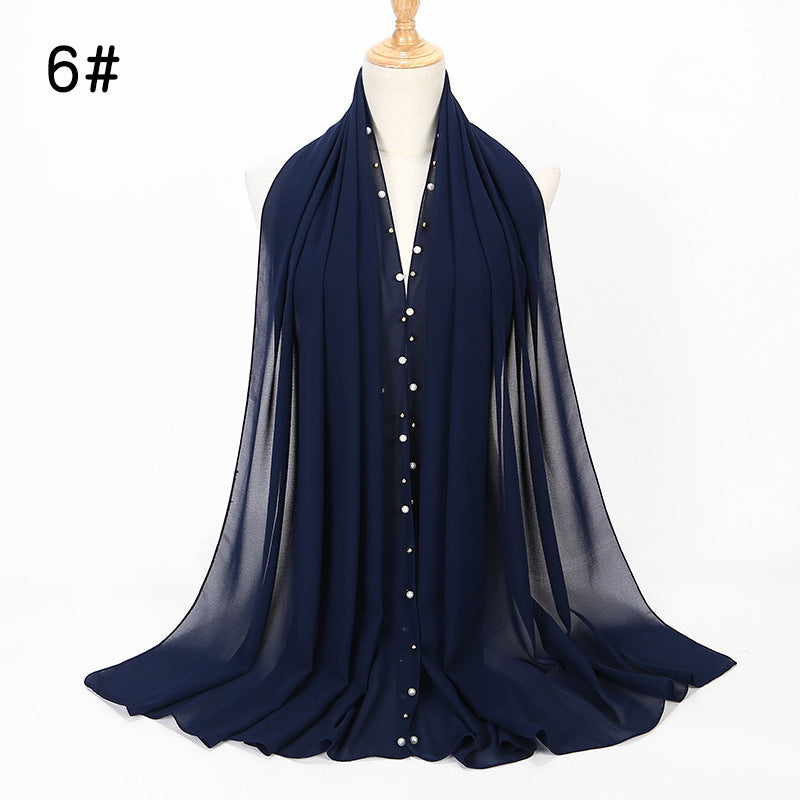Chiffon nail pearl scarf hijab - ItalianaLuxe