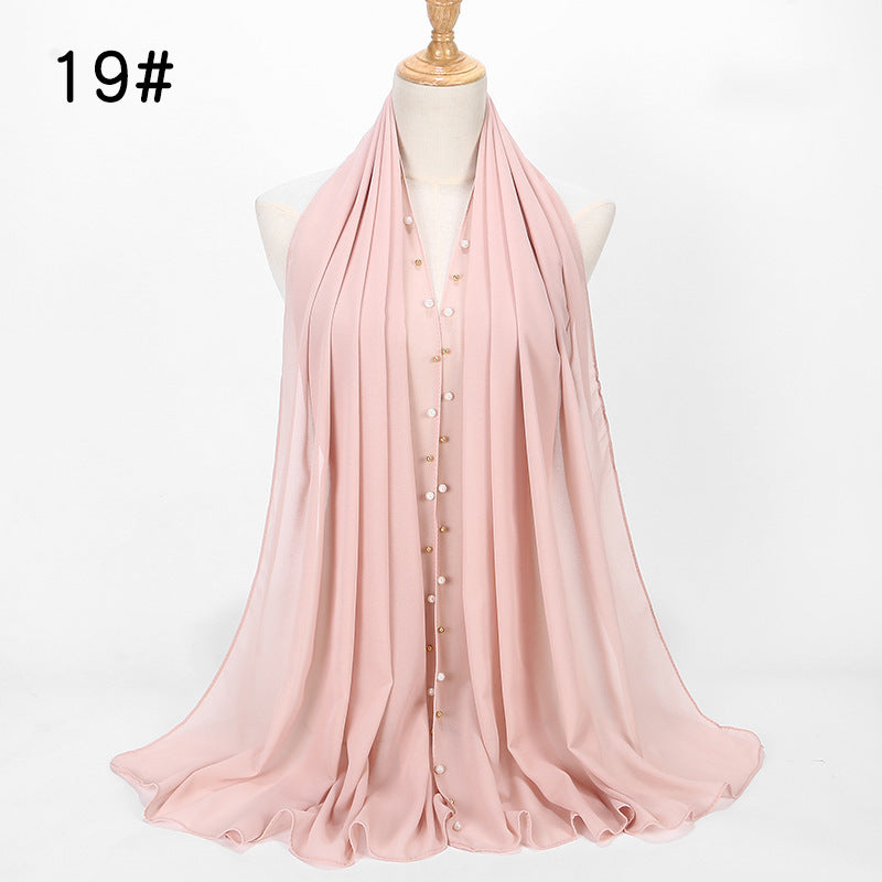 Chiffon nail pearl scarf hijab - ItalianaLuxe