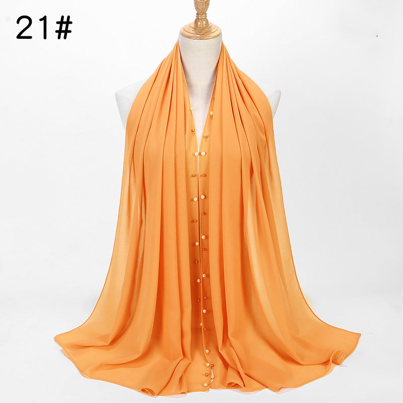 Chiffon nail pearl scarf hijab - ItalianaLuxe