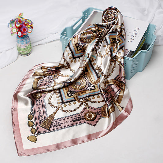 Women Fashion Bandana Scarf Printed Silk Satin Hair Scarf Bandana 90.90Cm Square Scarf Headband Ladies Scarf - ItalianaLuxe