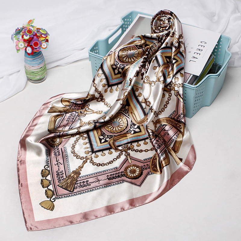 Women Fashion Bandana Scarf Printed Silk Satin Hair Scarf Bandana 90.90Cm Square Scarf Headband Ladies Scarf - ItalianaLuxe