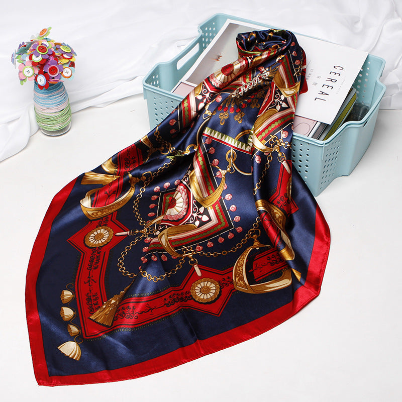 Women Fashion Bandana Scarf Printed Silk Satin Hair Scarf Bandana 90.90Cm Square Scarf Headband Ladies Scarf - ItalianaLuxe
