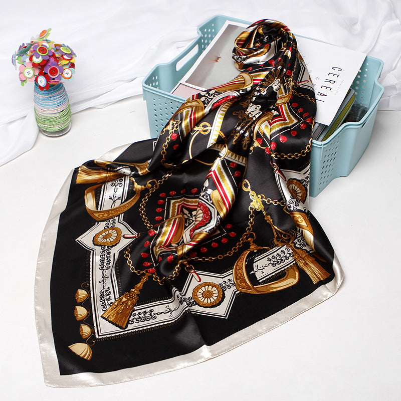 Women Fashion Bandana Scarf Printed Silk Satin Hair Scarf Bandana 90.90Cm Square Scarf Headband Ladies Scarf - ItalianaLuxe