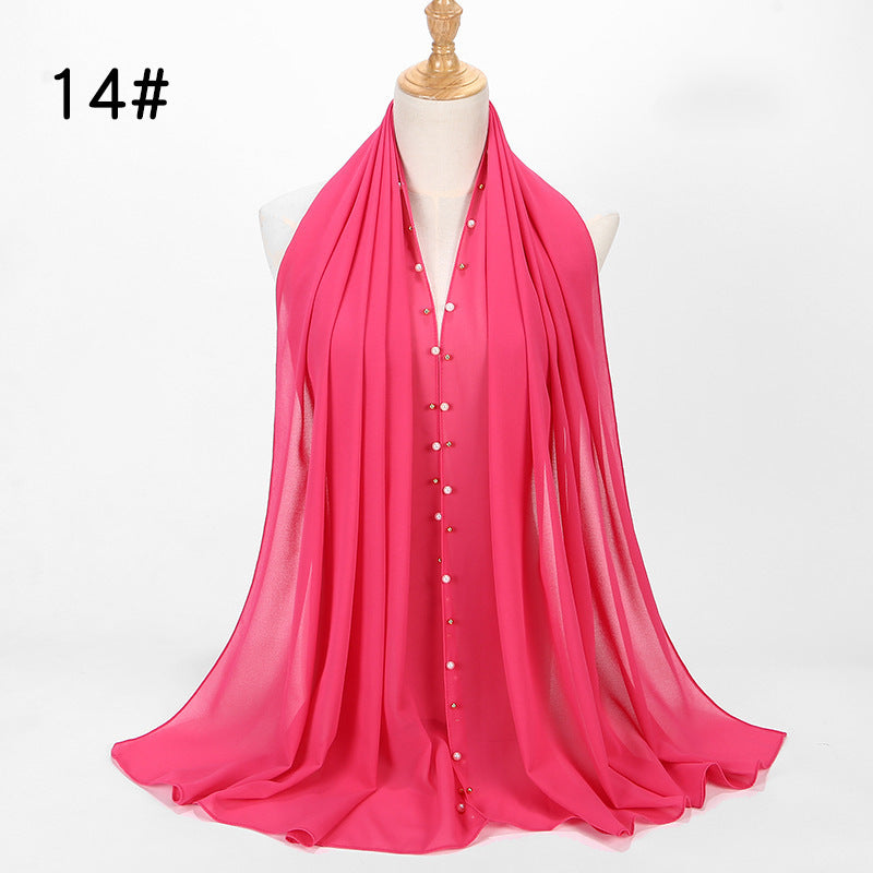 Chiffon nail pearl scarf hijab - ItalianaLuxe