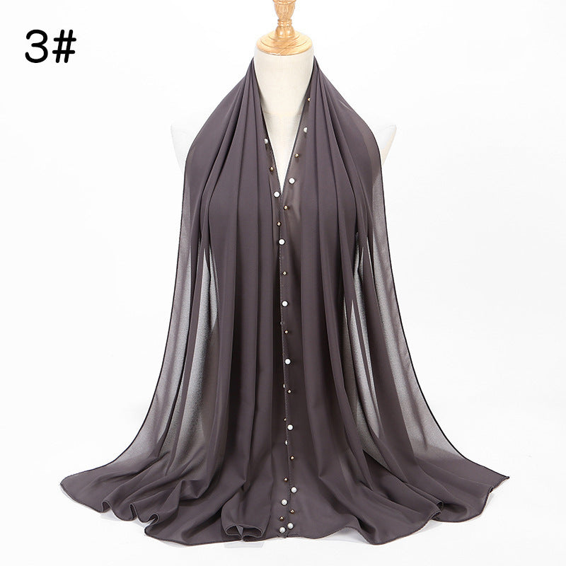 Chiffon nail pearl scarf hijab - ItalianaLuxe