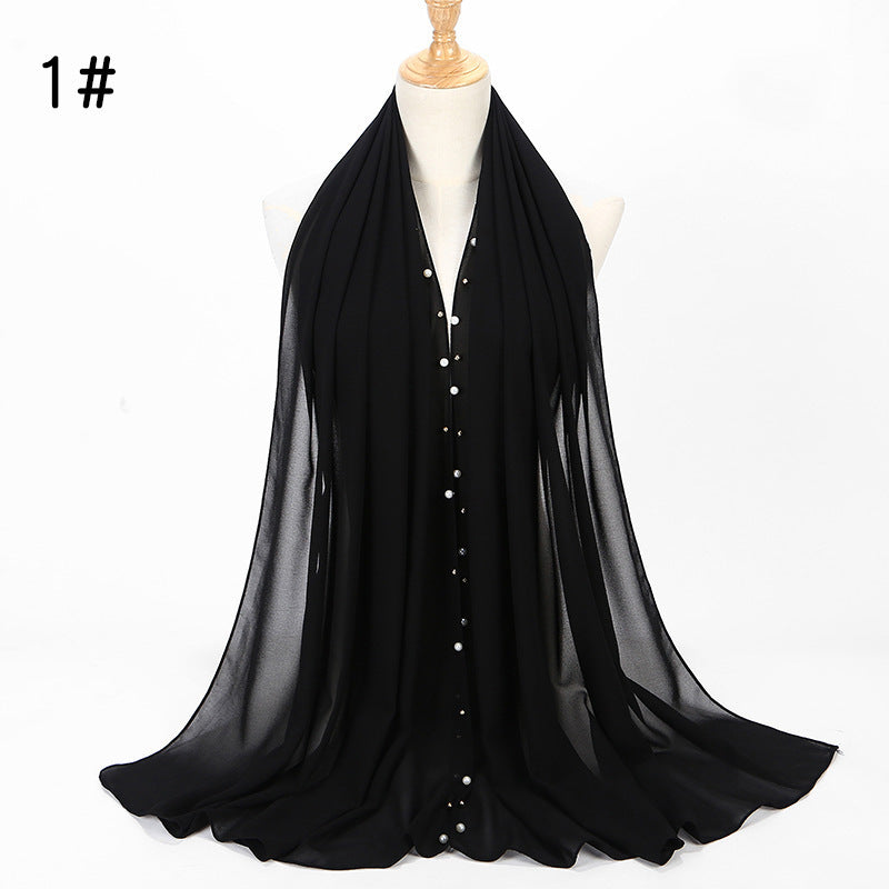 Chiffon nail pearl scarf hijab - ItalianaLuxe