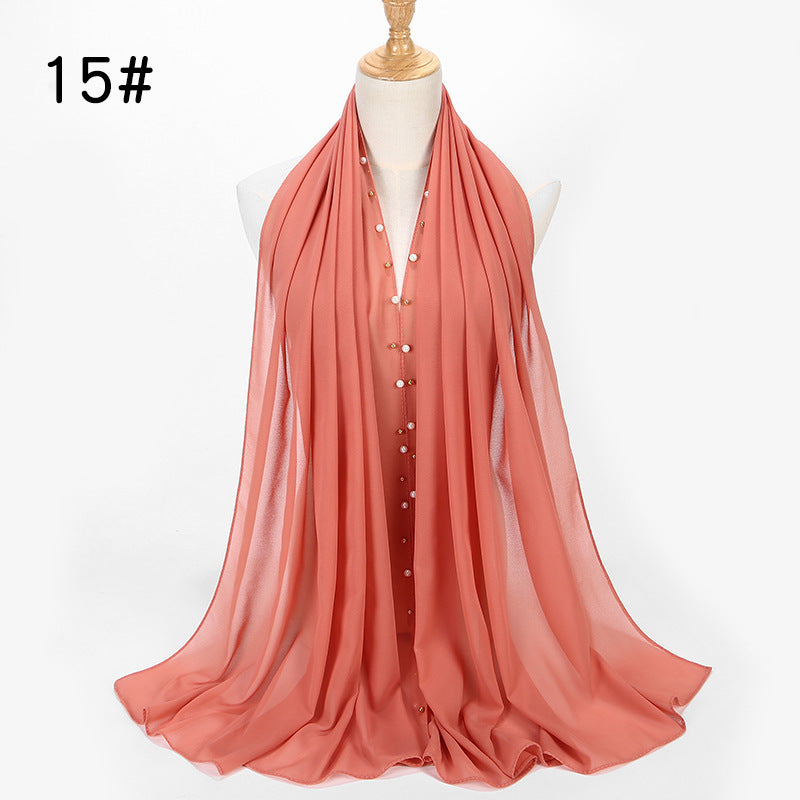 Chiffon nail pearl scarf hijab - ItalianaLuxe