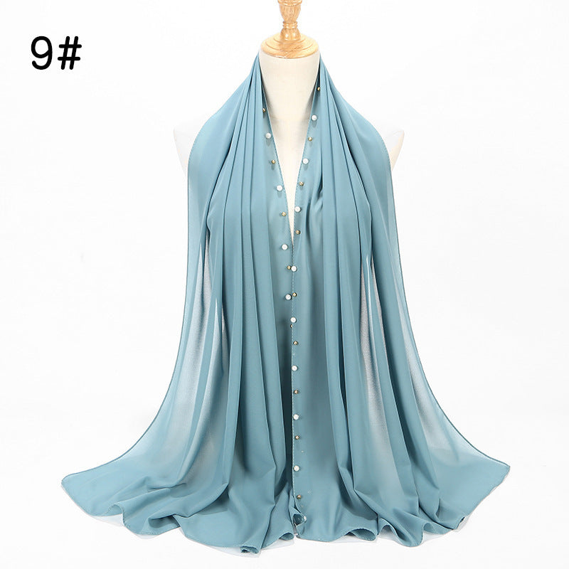 Chiffon nail pearl scarf hijab - ItalianaLuxe