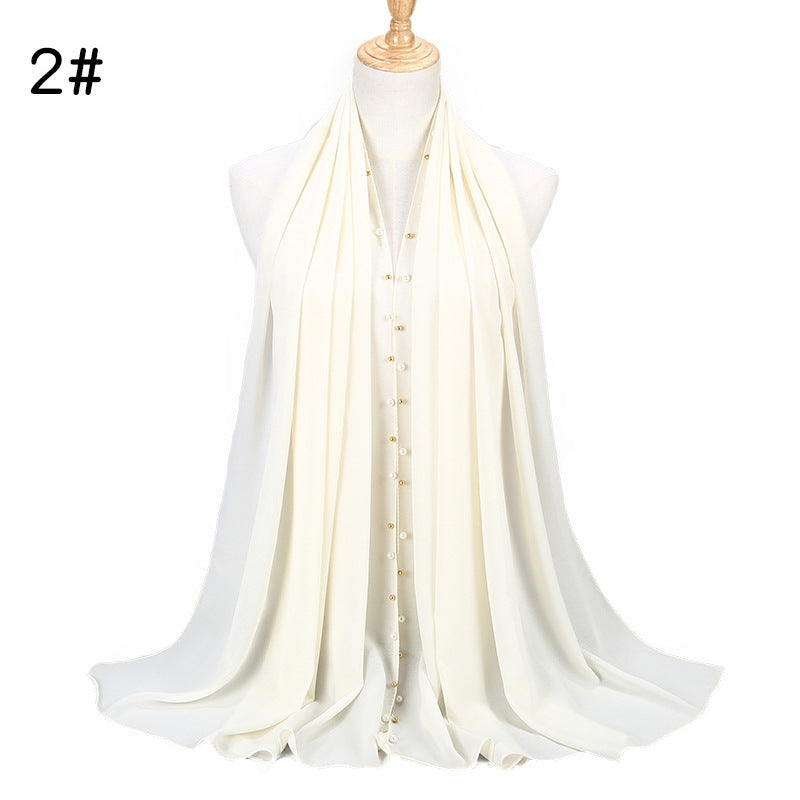 Chiffon nail pearl scarf hijab - ItalianaLuxe