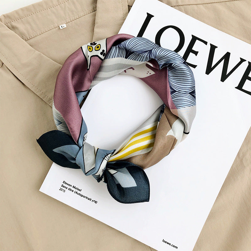 Female Silk Silk Small Square Scarf