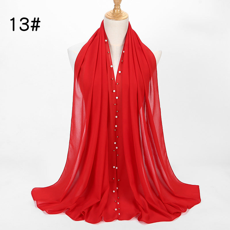 Chiffon nail pearl scarf hijab - ItalianaLuxe