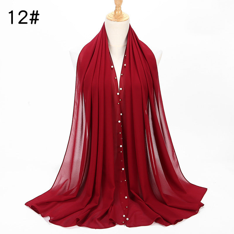 Chiffon nail pearl scarf hijab - ItalianaLuxe